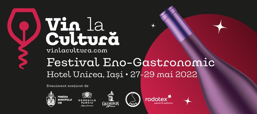 Afișul festivalului Vin la cultură de la Hotel Unirea, Iași, 27-29 mai 2022